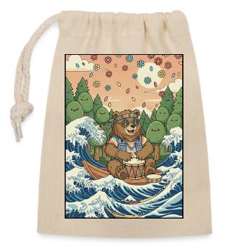 Kawaii Hippie Baer - Closable cotton gift bag (14x20cm) - nature - Front