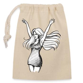 Autonomisation de la femme dansante - Illustration - Sac cadeau en coton avec cordon (14 x 20 cm) - nature - Devant
