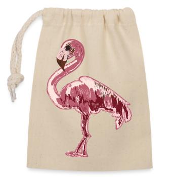 Flamant rose - Sac cadeau en coton avec cordon (14 x 20 cm) - nature - Devant