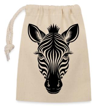 Zebra face - Closable cotton gift bag (14x20cm) - nature - Front
