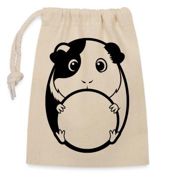 Dickes Meerschweinchen Comic - Verschließbarer Geschenkbeutel aus Baumwolle (14x20cm) - Natur - Vorne