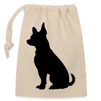 Hund - Verschließbarer Geschenkbeutel aus Baumwolle (14x20cm) - Natur - Vorne