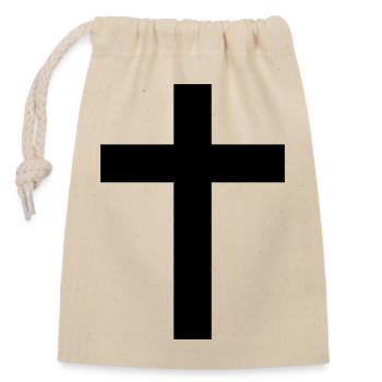 Christian Cross - Closable cotton gift bag (14x20cm) - nature - Front