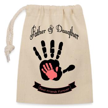 Empreinte de main de la meilleure amie du père et de sa fille - Sac cadeau en coton avec cordon (14 x 20 cm) - nature - Devant