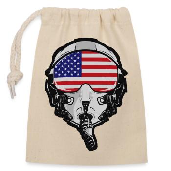 US Pilot Helm mit amerikanischer Flagge - Verschließbarer Geschenkbeutel aus Baumwolle (14x20cm) - Natur - Vorne