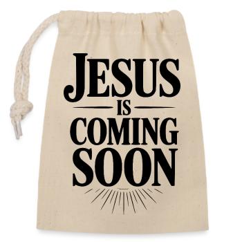 Jesus Is Coming Soon - Closable cotton gift bag (14x20cm) - nature - Front