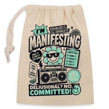 I'm Manifesting Committed Motivation - Verschließbarer Geschenkbeutel aus Baumwolle (14x20cm) - Natur - Vorne