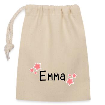 Name - Emma - Verschließbarer Geschenkbeutel aus Baumwolle (14x20cm) - Natur - Vorne