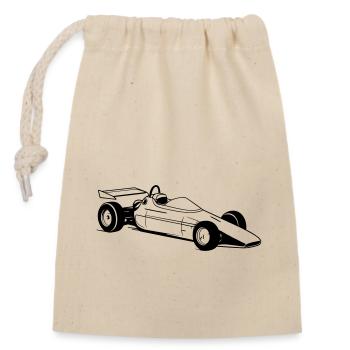 Race car - Closable cotton gift bag (14x20cm) - nature - Front