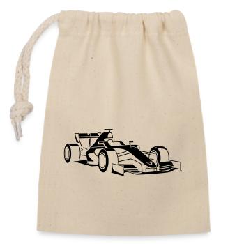 Race car - Closable cotton gift bag (14x20cm) - nature - Front