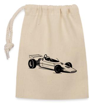 Race car - Closable cotton gift bag (14x20cm) - nature - Front