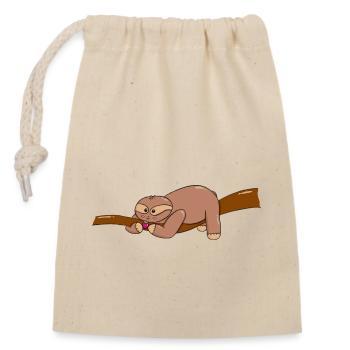 Little Sloth Finds Strawberry - Closable cotton gift bag (14x20cm) - nature - Front