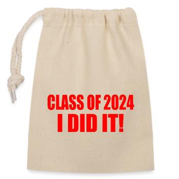 Class of 2024 - Closable cotton gift bag (14x20cm) - nature - Front