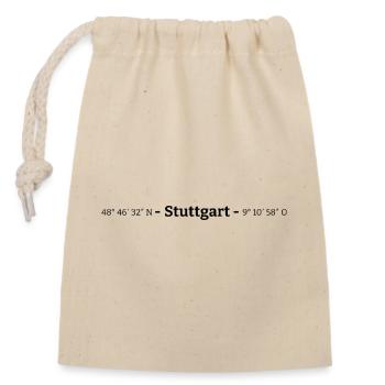 Koordinaten Stuttgart - Verschließbarer Geschenkbeutel aus Baumwolle (14x20cm) - Natur - Vorne
