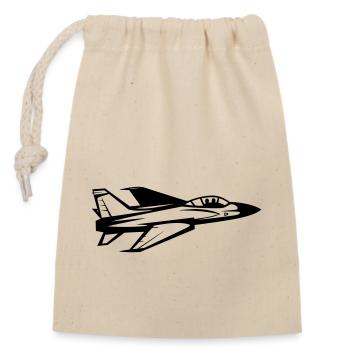 Fighter aircraft - Closable cotton gift bag (14x20cm) - nature - Front