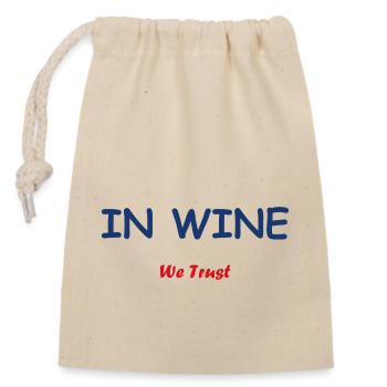 In wine we trust - Closable cotton gift bag (14x20cm) - nature - Front