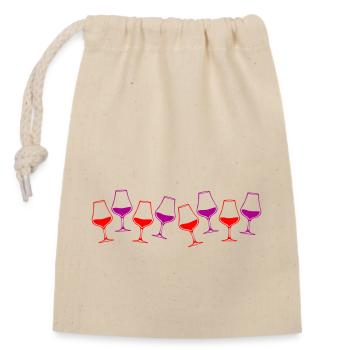 Wine icon glass - Closable cotton gift bag (14x20cm) - nature - Front