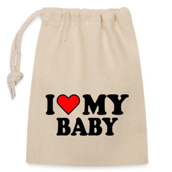 I love my baby - Sac cadeau en coton avec cordon (14 x 20 cm) - nature - Devant