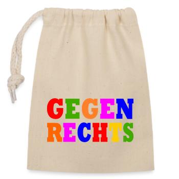 Gegen rechts - Verschließbarer Geschenkbeutel aus Baumwolle (14x20cm) - Natur - Vorne