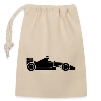 Race car - Closable cotton gift bag (14x20cm) - nature - Front