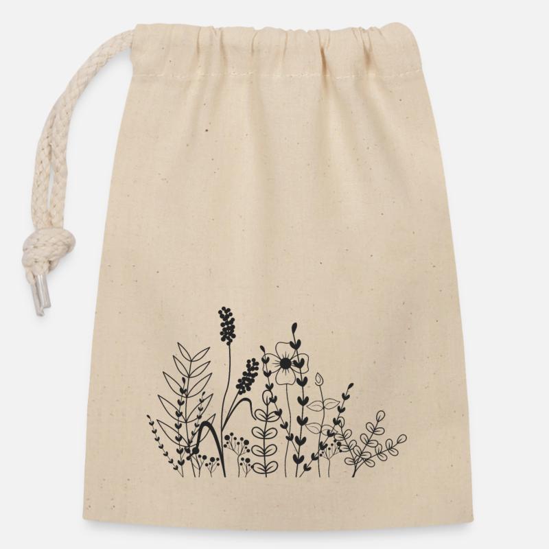 Blumenwiese - Verschließbarer Geschenkbeutel aus Baumwolle (14x20cm) - Natur