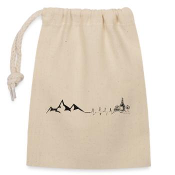 Wein - Herzschlag - Berg - (4) - Verschließbarer Geschenkbeutel aus Baumwolle (14x20cm) - Natur - Vorne