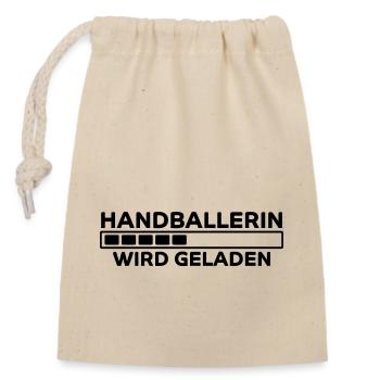 Handballerin Spruch Lustiges Handballerin Geschenk - Verschließbarer Geschenkbeutel aus Baumwolle (14x20cm) - Natur - Vorne