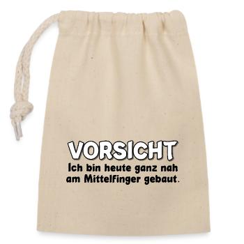Vorsicht - Verschließbarer Geschenkbeutel aus Baumwolle (14x20cm) - Natur - Vorne