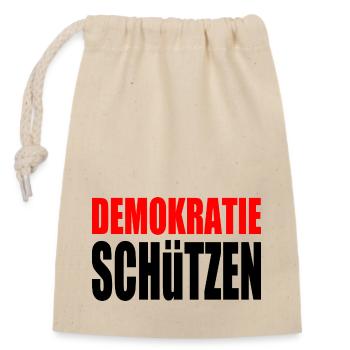 demokratie schützen - Verschließbarer Geschenkbeutel aus Baumwolle (14x20cm) - Natur - Vorne
