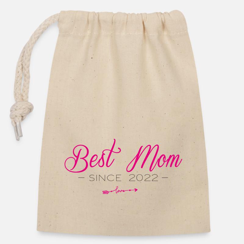 Best Mom Since 2022 - Verschließbarer Geschenkbeutel aus Baumwolle (14x20cm) - Natur
