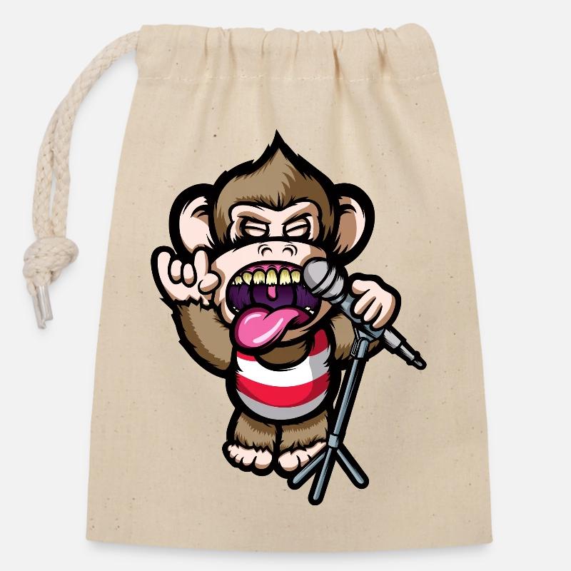 Ape Mic - Closable cotton gift bag (14x20cm) - nature