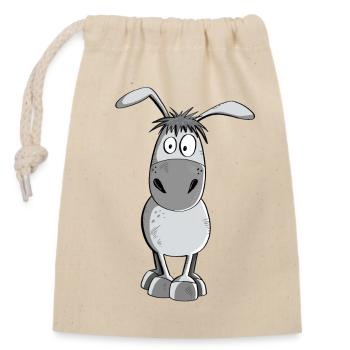 Funny Gray Donkey - Animals - Comic - Closable cotton gift bag (14x20cm) - nature - Front