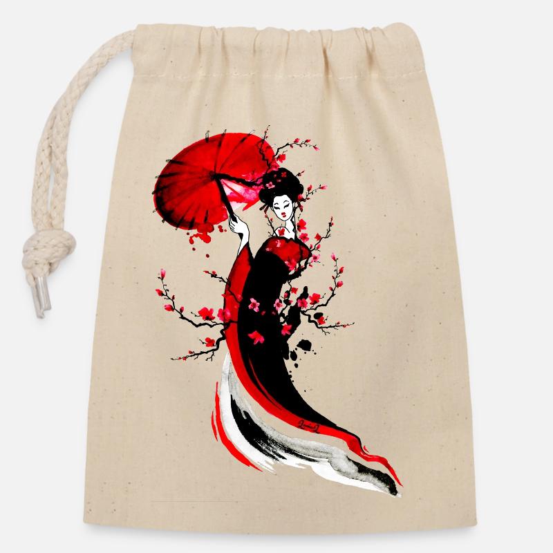 Geisha - Closable cotton gift bag (14x20cm) - nature