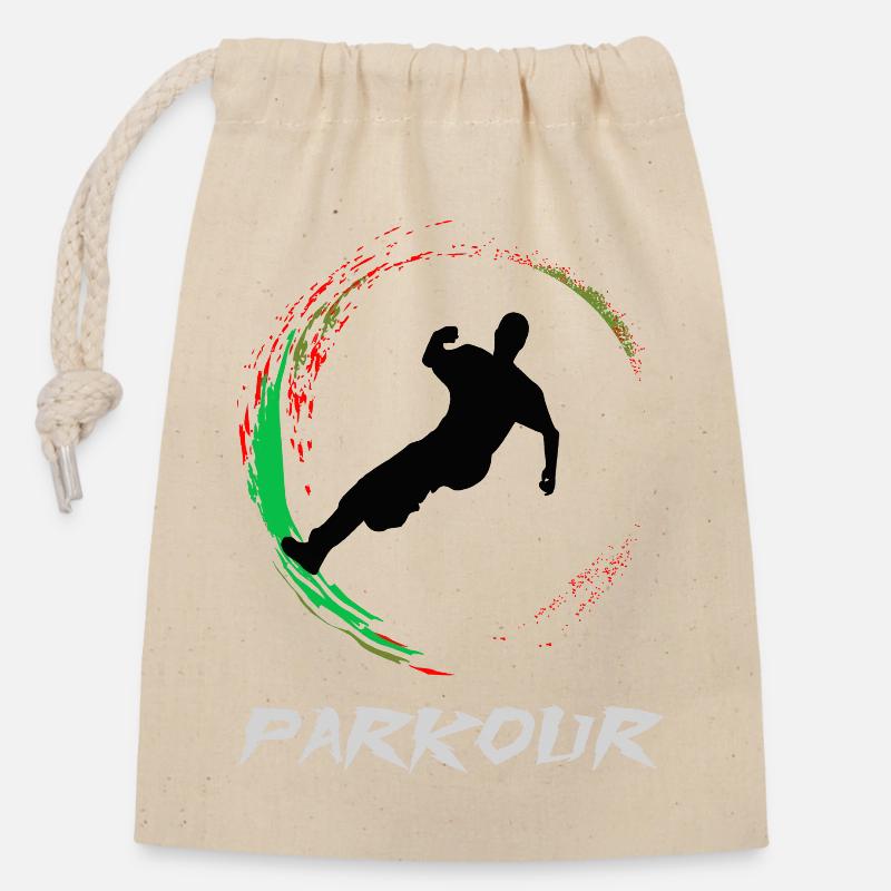 Parkour - Verschließbarer Geschenkbeutel aus Baumwolle (14x20cm) - Natur