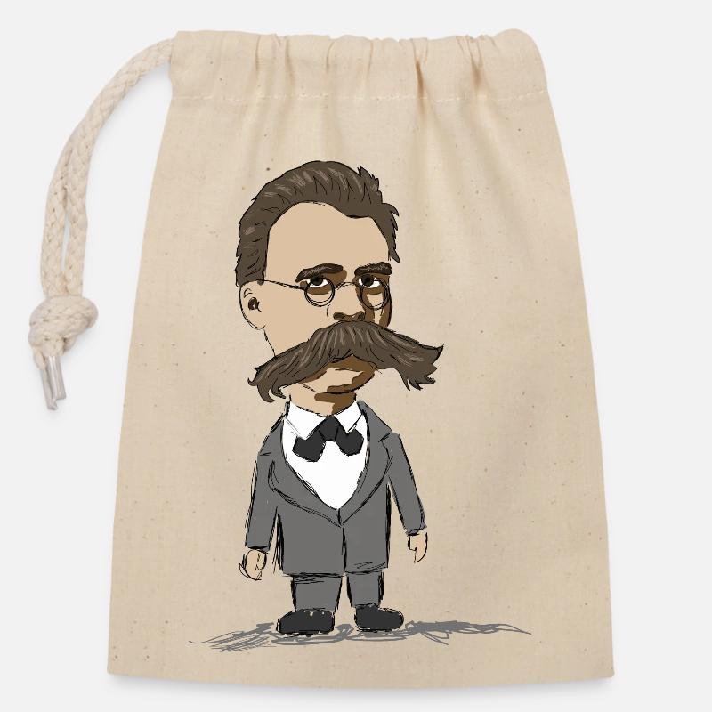 Nietzsche - Sac cadeau en coton avec cordon (14 x 20 cm) - nature