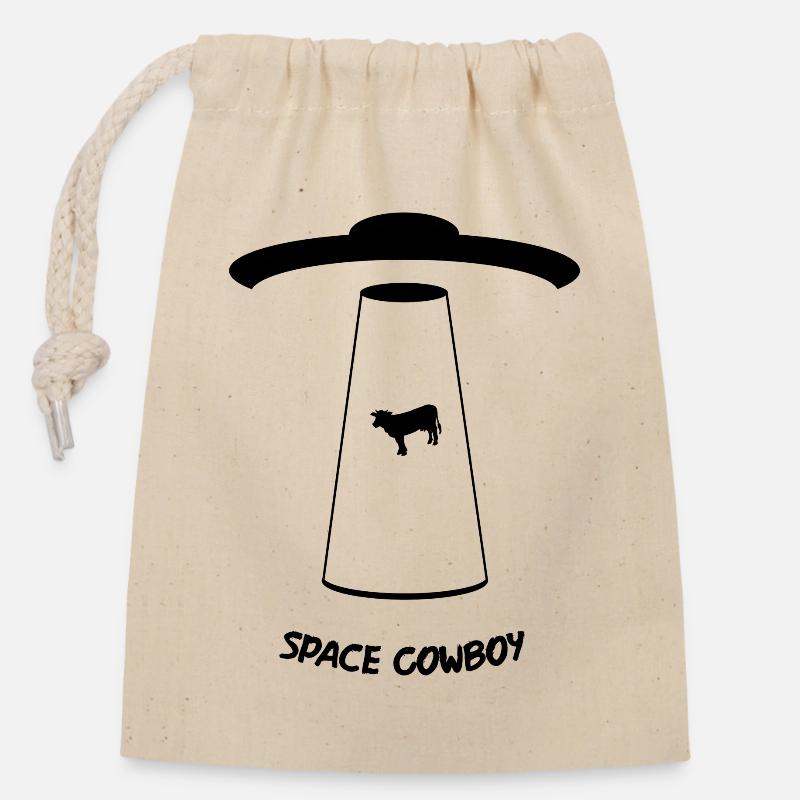 Space Cowboy - Verschließbarer Geschenkbeutel aus Baumwolle (14x20cm) - Natur