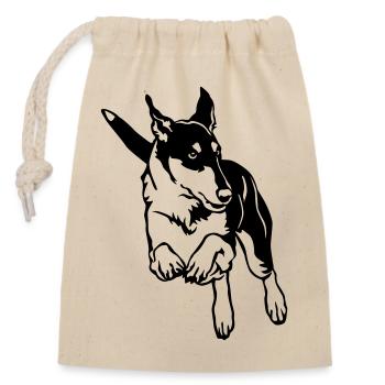 Collie - Verschließbarer Geschenkbeutel aus Baumwolle (14x20cm) - Natur - Vorne