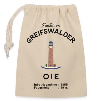 Leuchtturm Insel Greifswalder Oie, Ostsee - Verschließbarer Geschenkbeutel aus Baumwolle (14x20cm) - Natur - Vorne