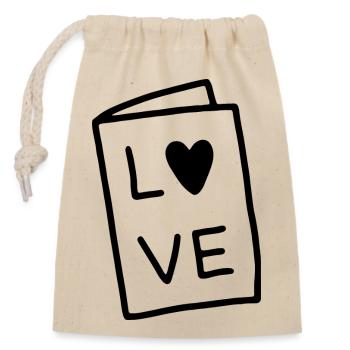 Amour de livre - Sac cadeau en coton avec cordon (14 x 20 cm) - nature - Devant