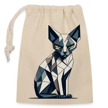 Chat siamois polygonal - Sac cadeau en coton avec cordon (14 x 20 cm) - nature - Devant