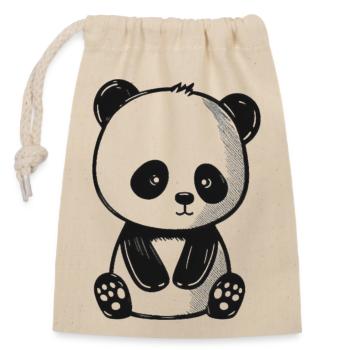 Panda-Paradies - Verschließbarer Geschenkbeutel aus Baumwolle (14x20cm) - Natur - Vorne