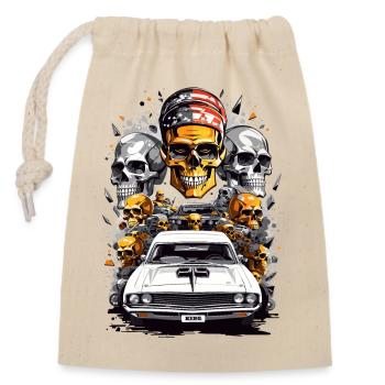 Muscle Car et crânes - Sac cadeau en coton avec cordon (14 x 20 cm) - nature - Devant