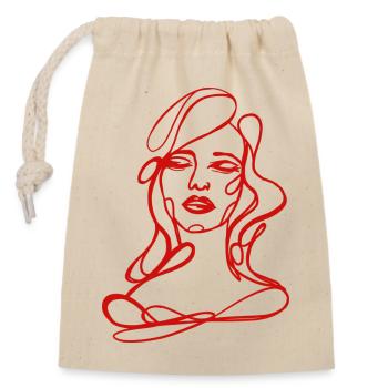 Red Portrait – Fashion Illustration - Closable cotton gift bag (14x20cm) - nature - Front