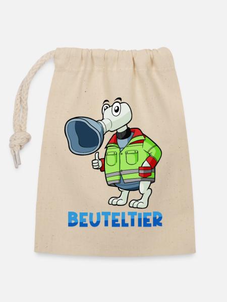 Beuteltier / Rettungsdienst & Anästhesie - Verschließbarer Geschenkbeutel aus Baumwolle (14x20cm) - Natur