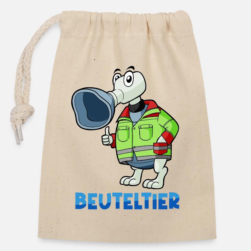 Beuteltier / Rettungsdienst & Anästhesie - Verschließbarer Geschenkbeutel aus Baumwolle (14x20cm) - Natur
