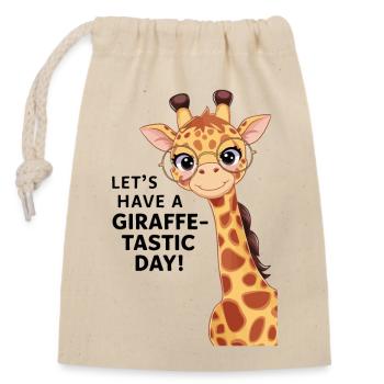 Let’s have a fantastic day - Funny giraffe - Closable cotton gift bag (14x20cm) - nature - Front