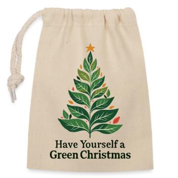 Sapin de Noël vert écologique - Sac cadeau en coton avec cordon (14 x 20 cm) - nature - Devant