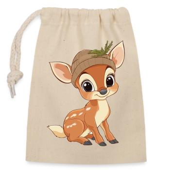 cerf mignon mignon bébé enfants animal fauve dessin animé - Sac cadeau en coton avec cordon (14 x 20 cm) - nature - Devant