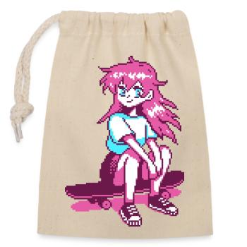 8bit SK8er GRL - Closable cotton gift bag (14x20cm) - nature - Front