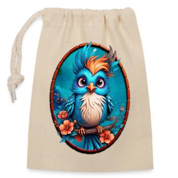 Vibrant Blue Bird - Closable cotton gift bag (14x20cm) - nature - Front
